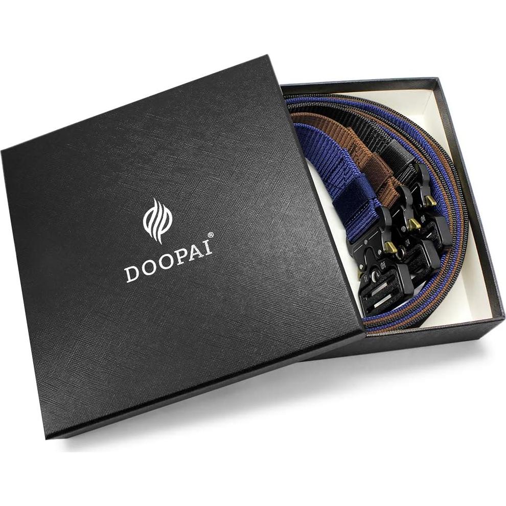 Cinturón Táctico DOOPAI Nylon Militar Negro Ajustable 71-107 cm