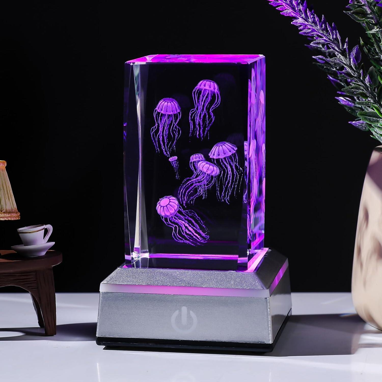 Luz Nocturna 3D Medusa Cristal LONGWIN Multicolor 50x78mm