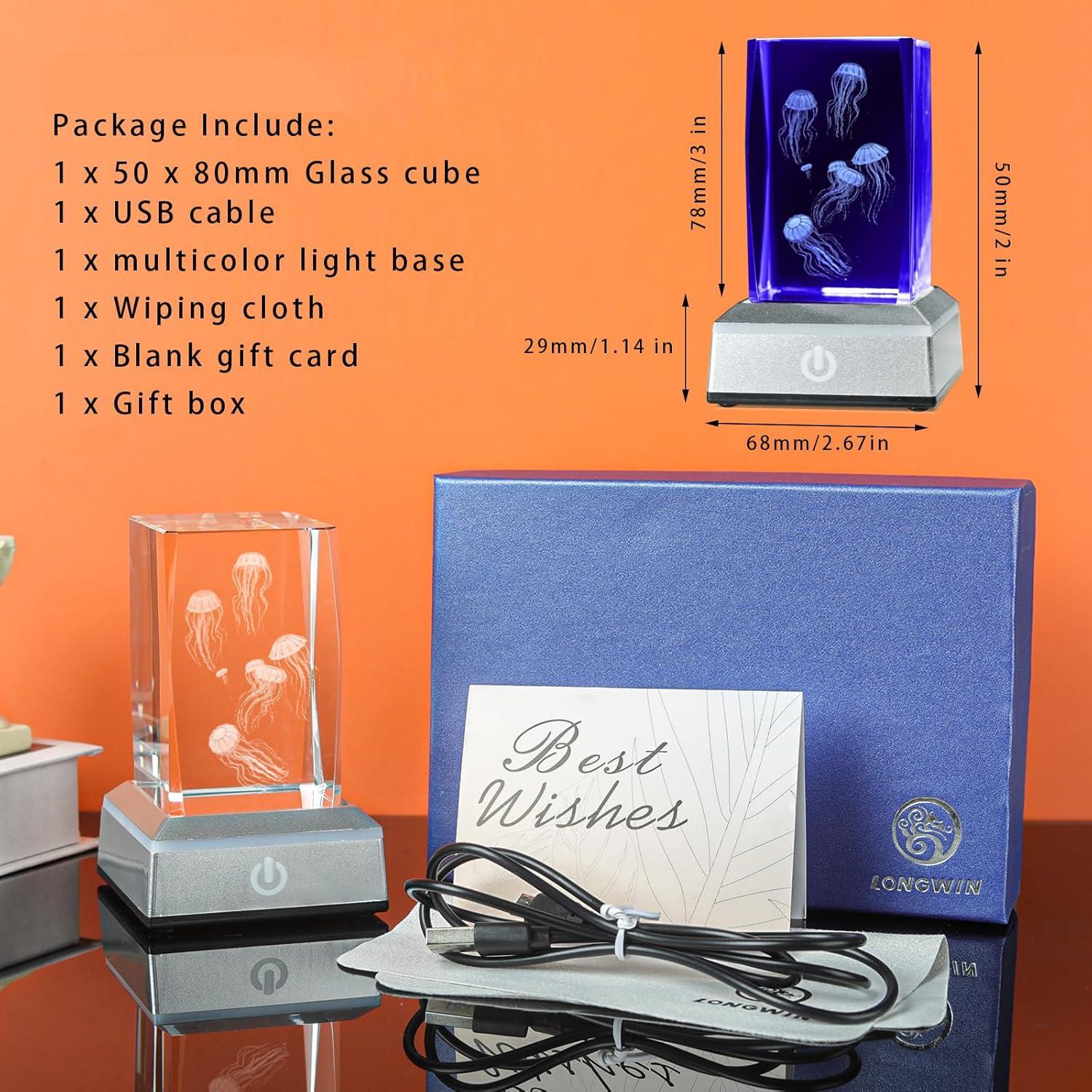 Luz Nocturna 3D Medusa Cristal LONGWIN Multicolor 50x78mm