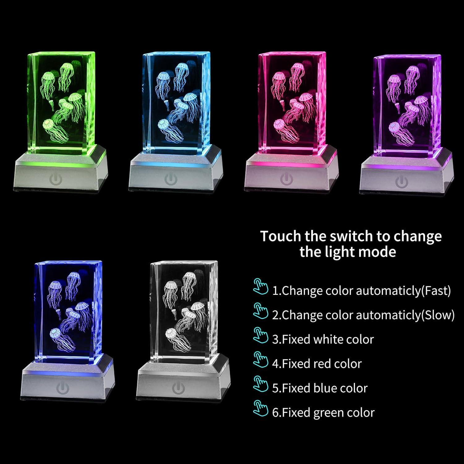 Luz Nocturna 3D Medusa Cristal LONGWIN Multicolor 50x78mm