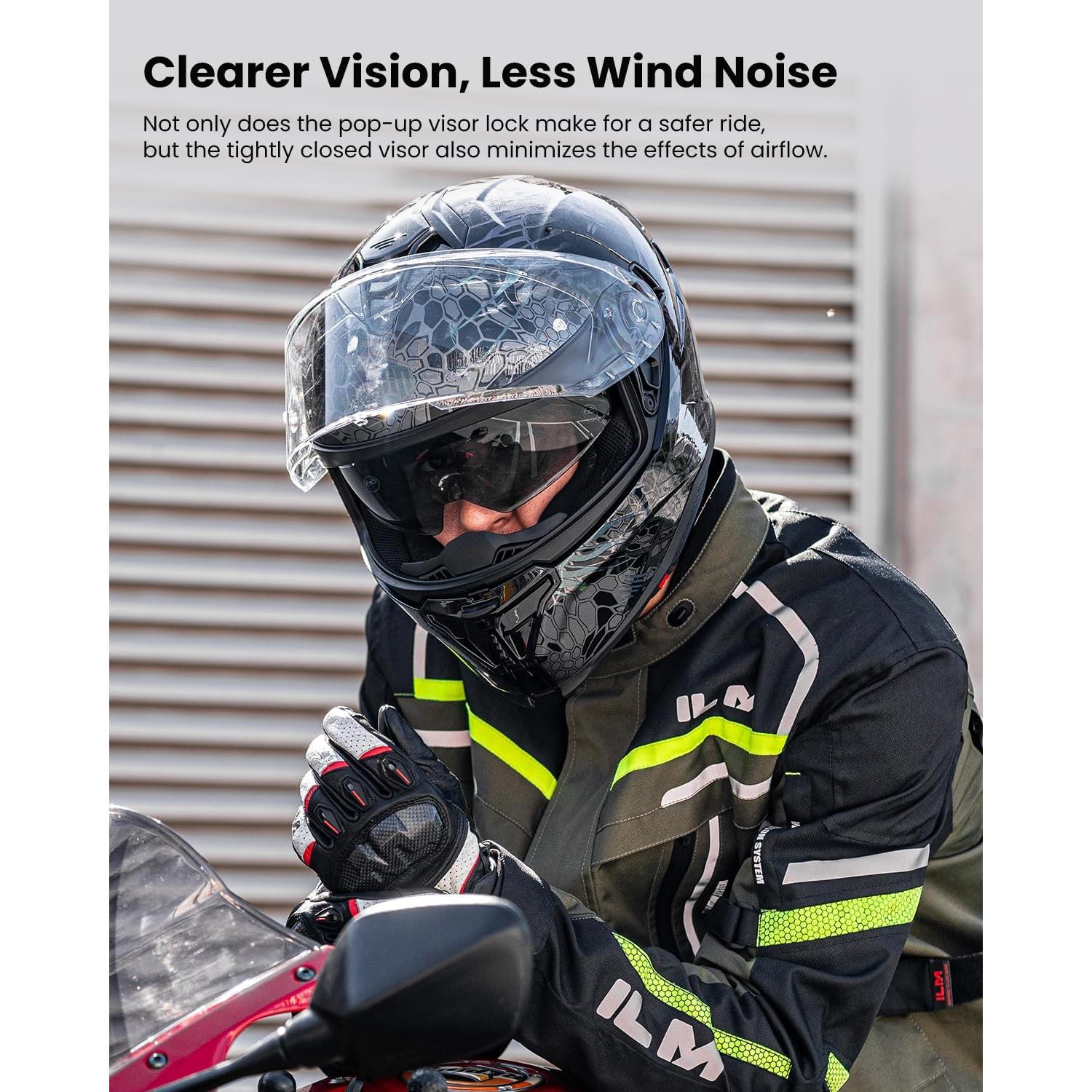 Casco de Motocicleta ILM MF567 Doble Visor Cobra Camaleon Gold S