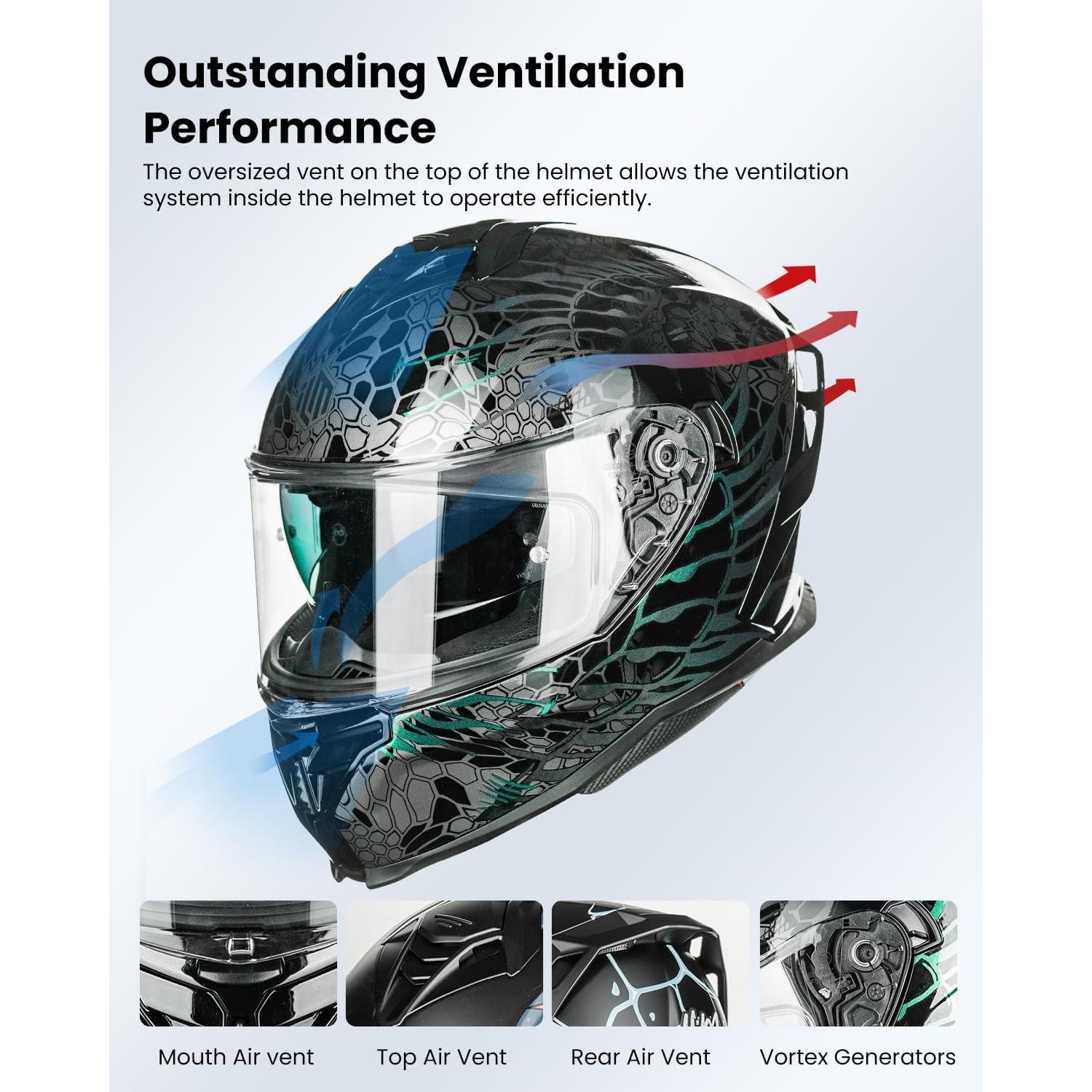 Casco de Motocicleta ILM MF567 Doble Visor Cobra Camaleon Gold S