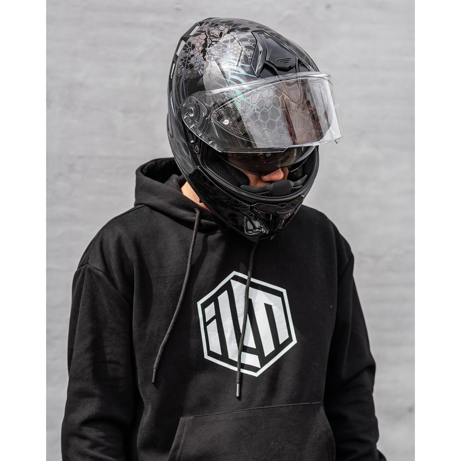 Casco de Motocicleta ILM MF567 Doble Visor Cobra Camaleon Gold S