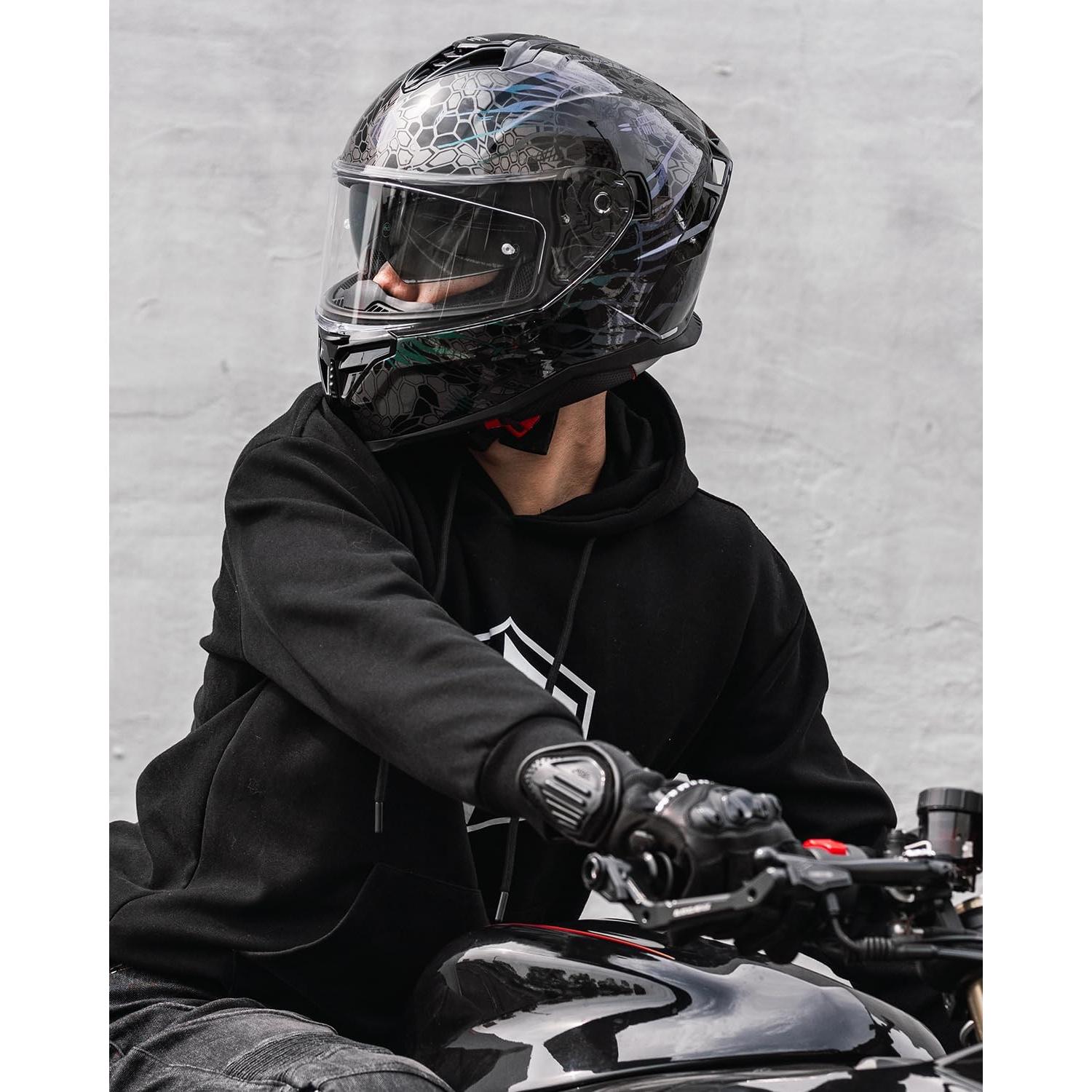 Casco de Motocicleta ILM MF567 Doble Visor Cobra Camaleon Gold S