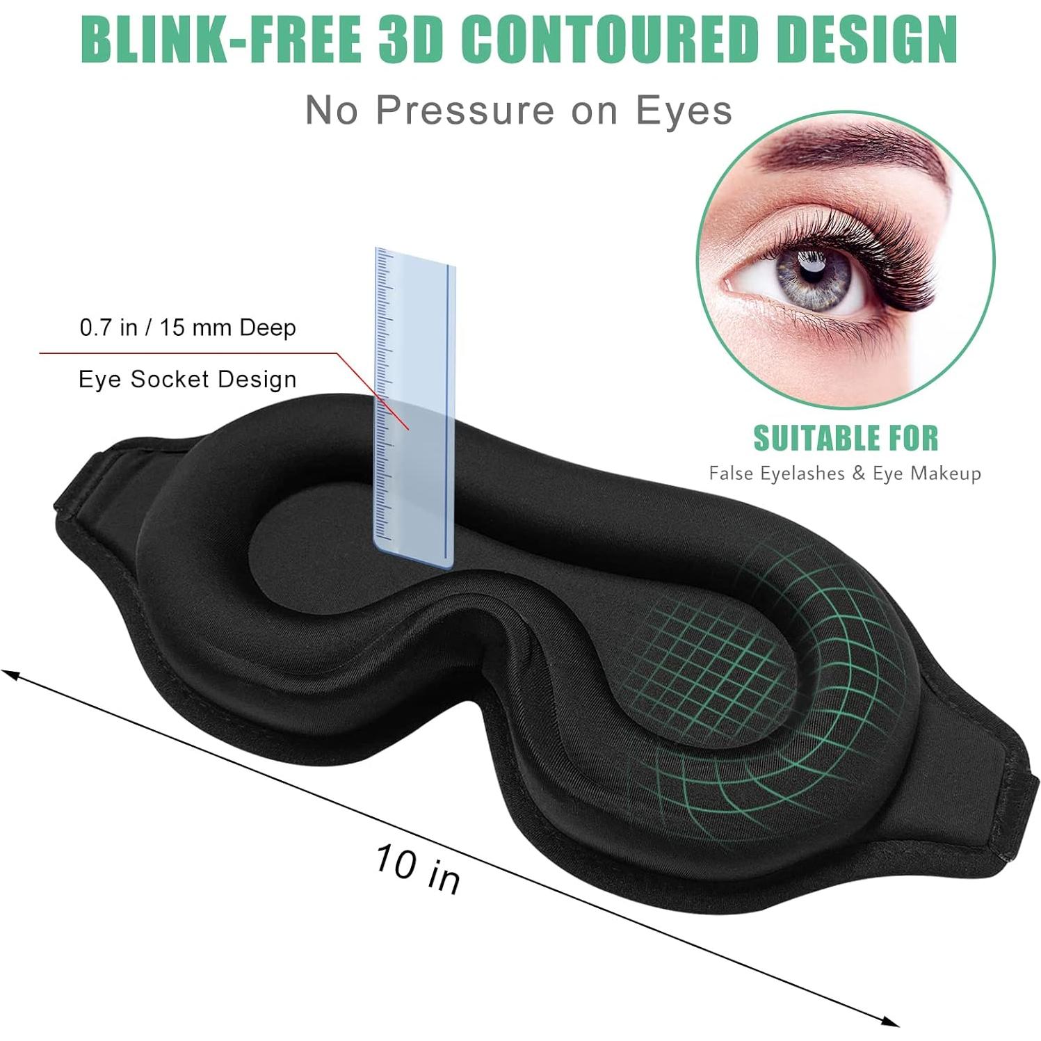 Máscara de Sueño 3D BeeVines Rosa y Negra - 2 Paquetes