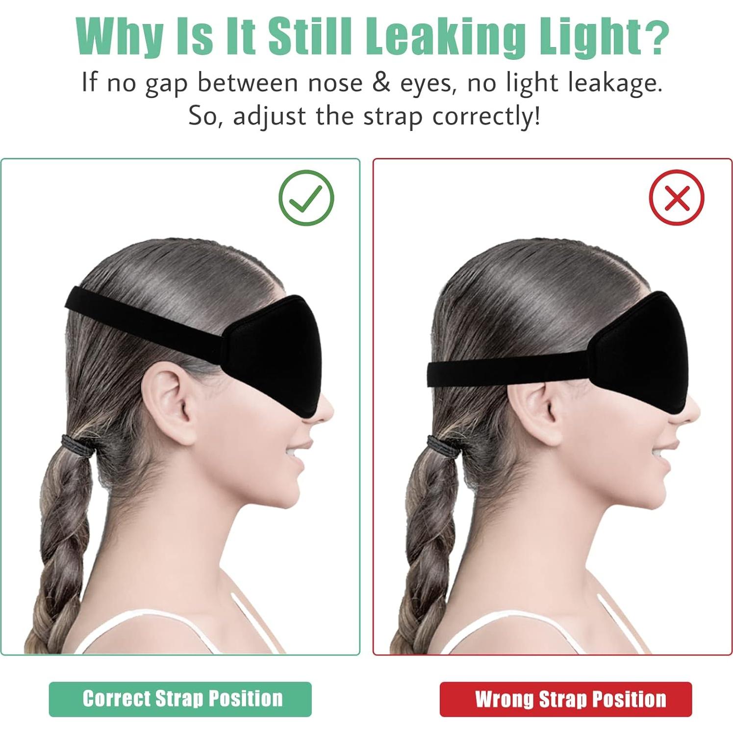 Máscara de Sueño 3D BeeVines Rosa y Negra - 2 Paquetes