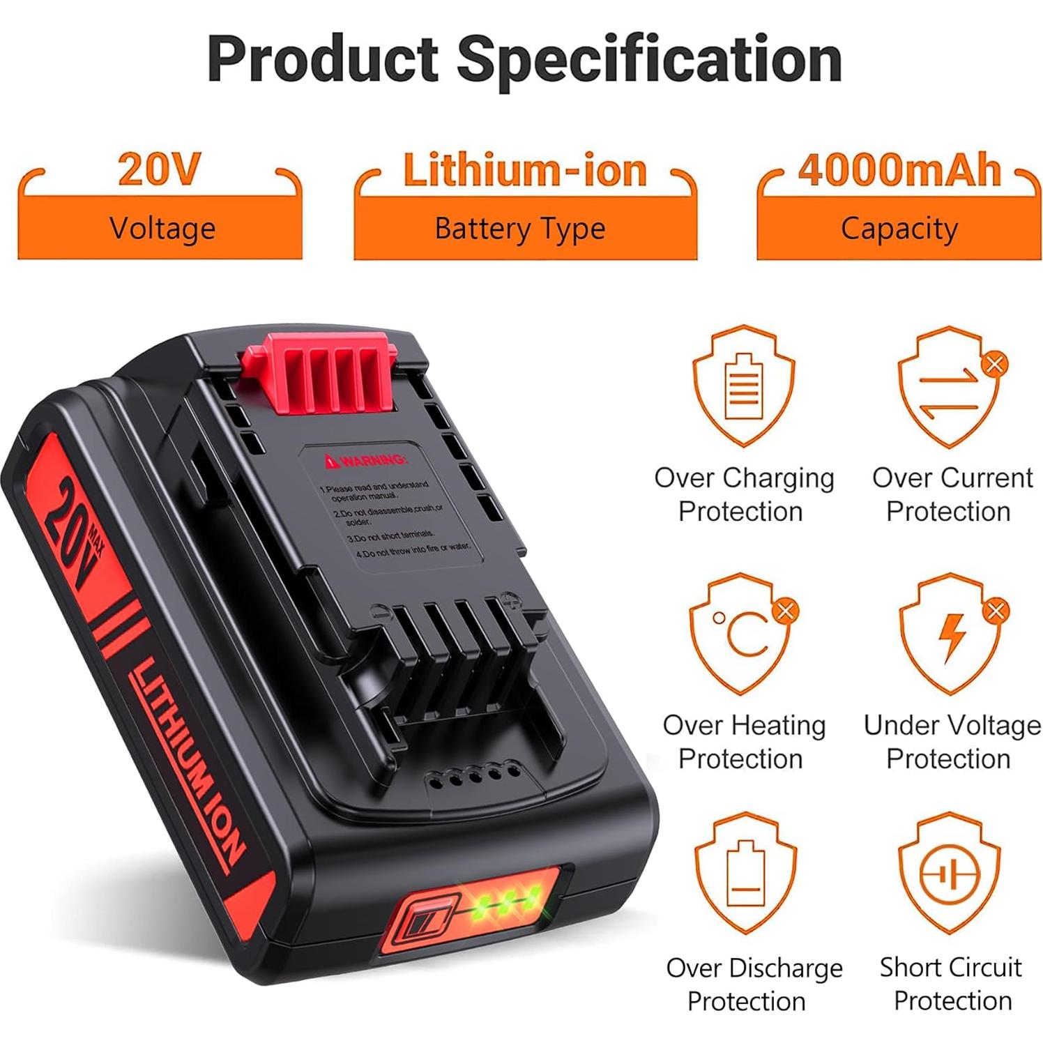 Batería de Reemplazo Black & Decker 20V MAX LBXR20 4.0Ah