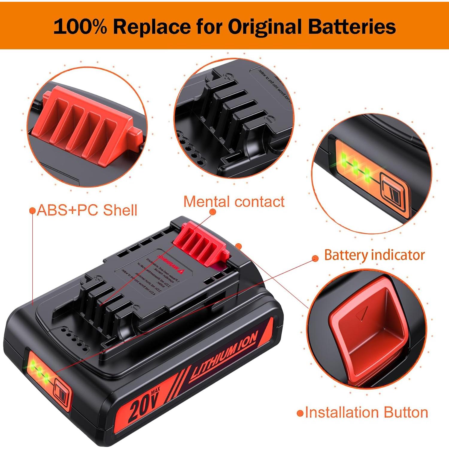 Batería de Reemplazo Black & Decker 20V MAX LBXR20 4.0Ah