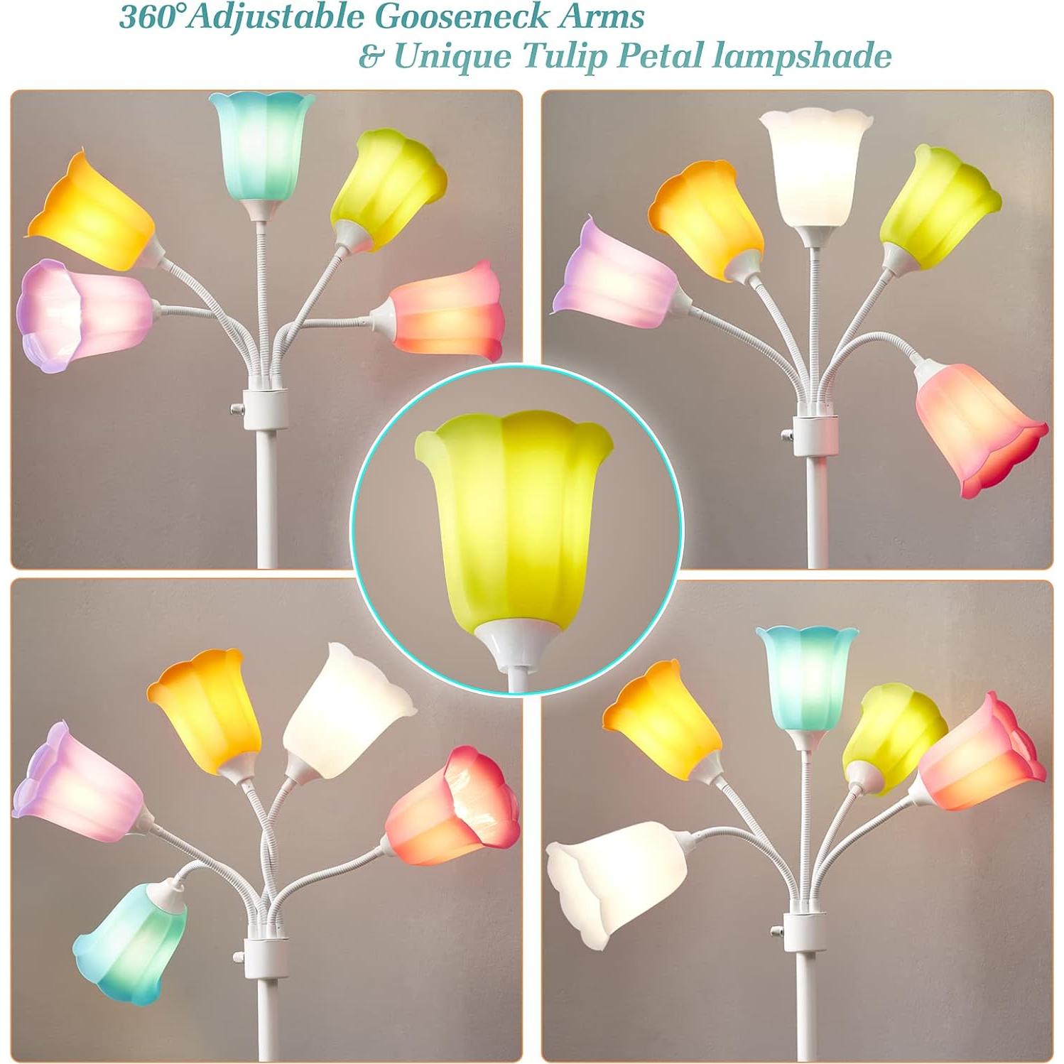 Lámpara de Pie LED GyroVu Medusa 5 Brazos Ajustables Blanca