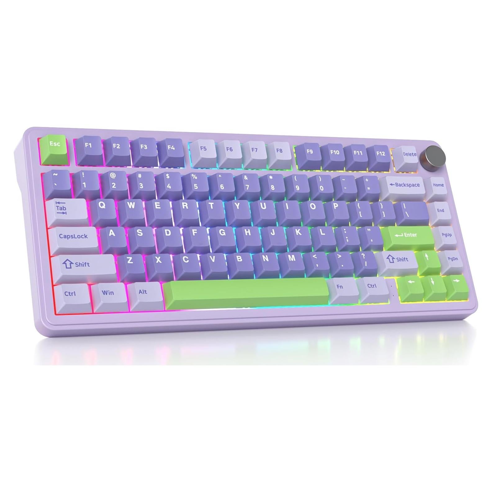 Teclado mecánico inalámbrico SURMEN M75 75% RGB Lavanda