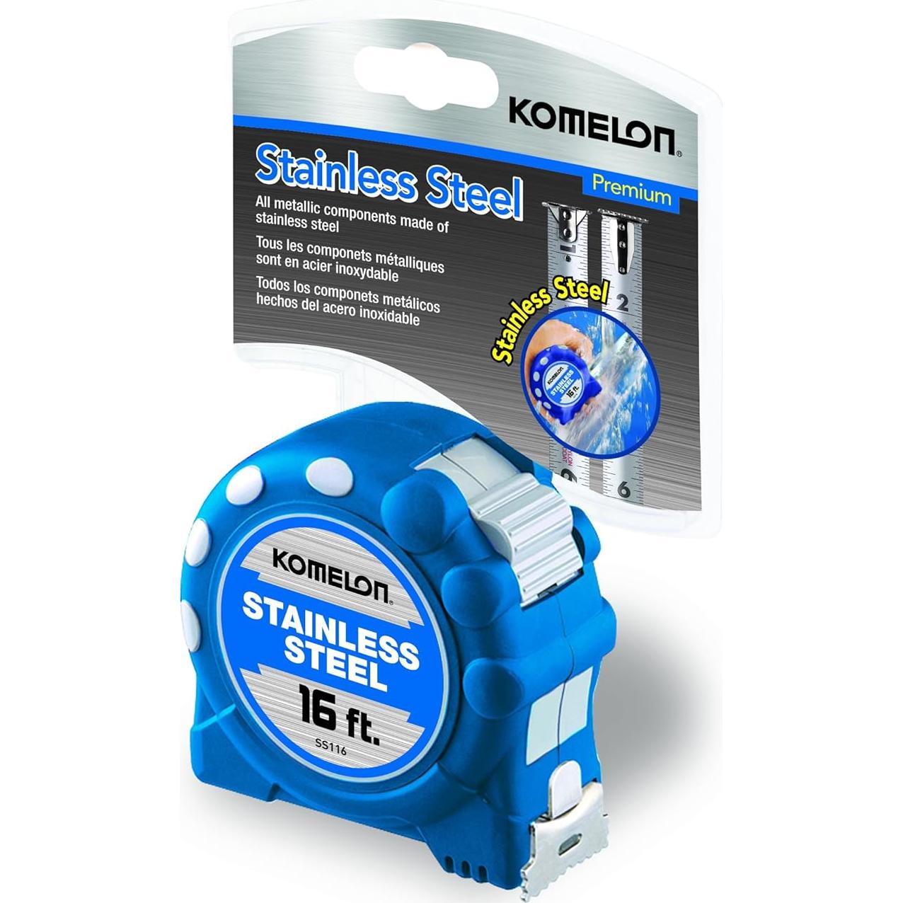 Cinta Métrica Komelon de Acero Inoxidable 4.88 m x 2.54 cm