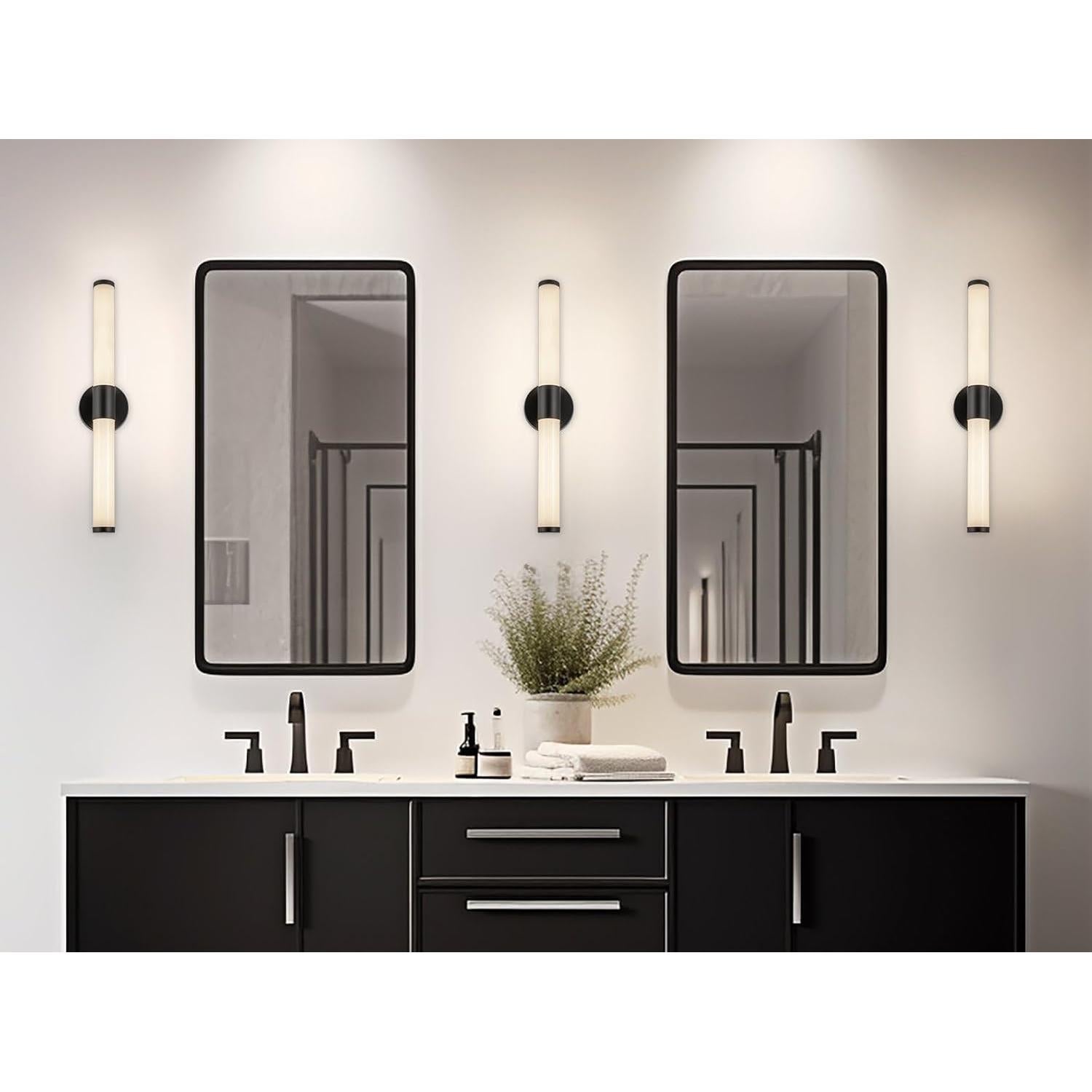 Luz de Vanity LED Kira Home Duo 60cm 20W Negro 3000K