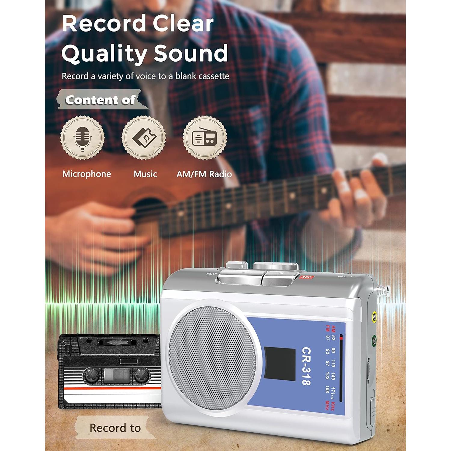 Reproductor de Cinta Cassette Portátil Dingmi 318 AM/FM Compacto