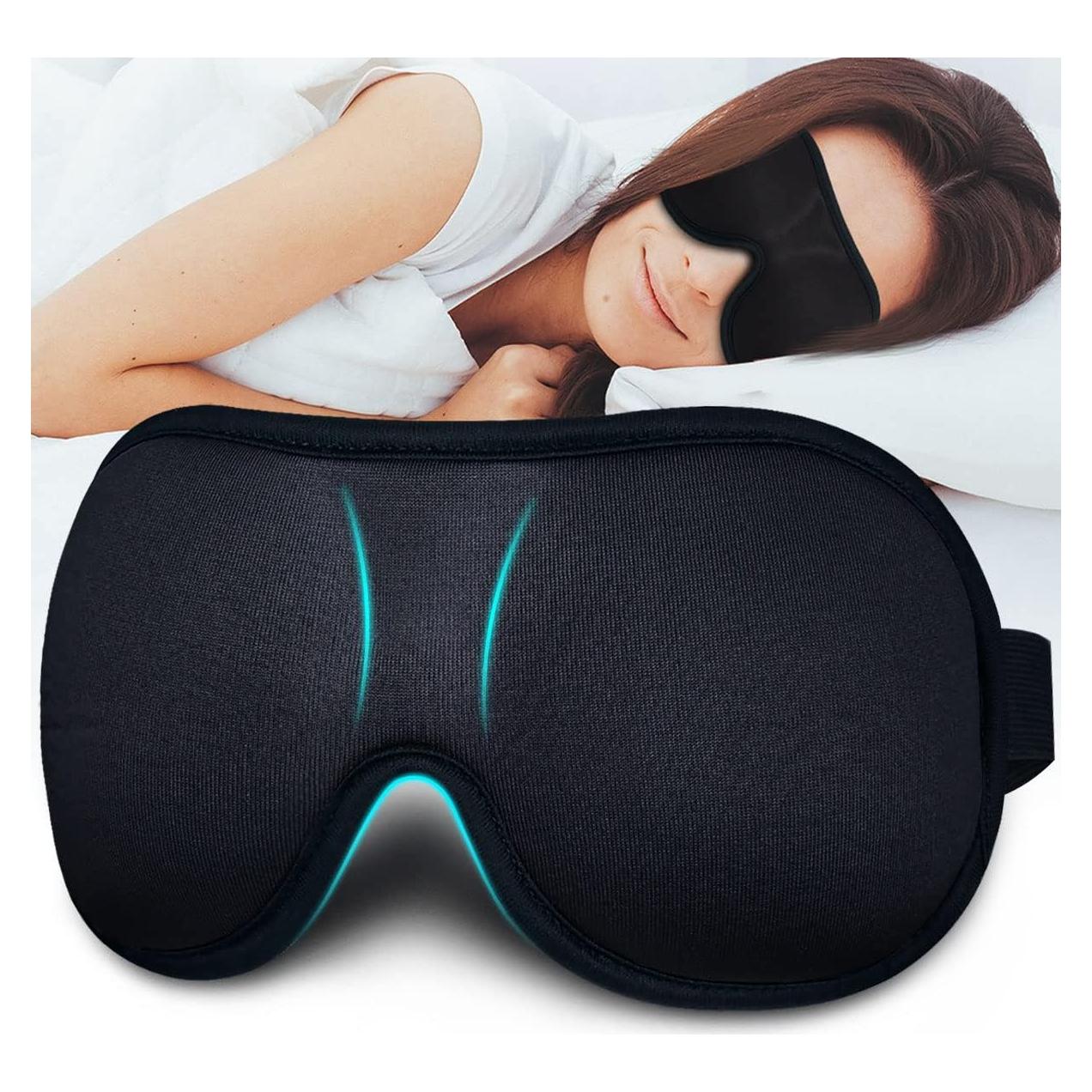 Máscara de Sueño 3D YOUIGE Negra, Antifaz Contorneado Sin Presión