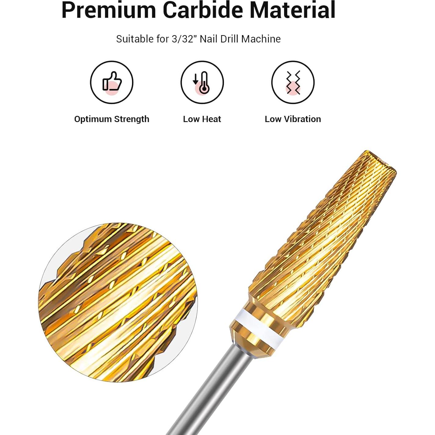 Brocas de Taladro para Uñas MelodySusie 5 en 1 Carburo 3/32"