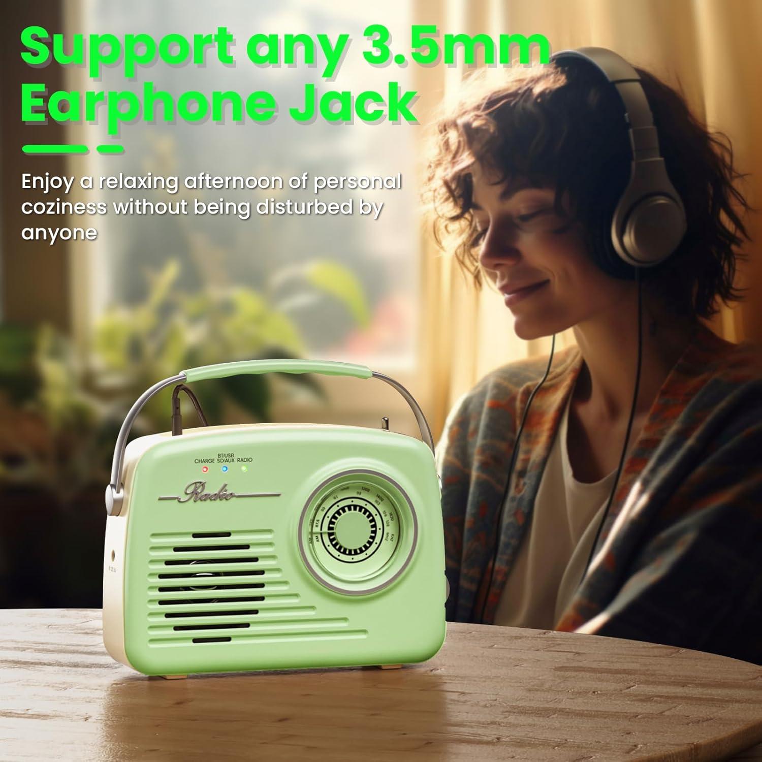 Radio Portátil AM FM Ruihua Bluetooth Verde 0.45 kg