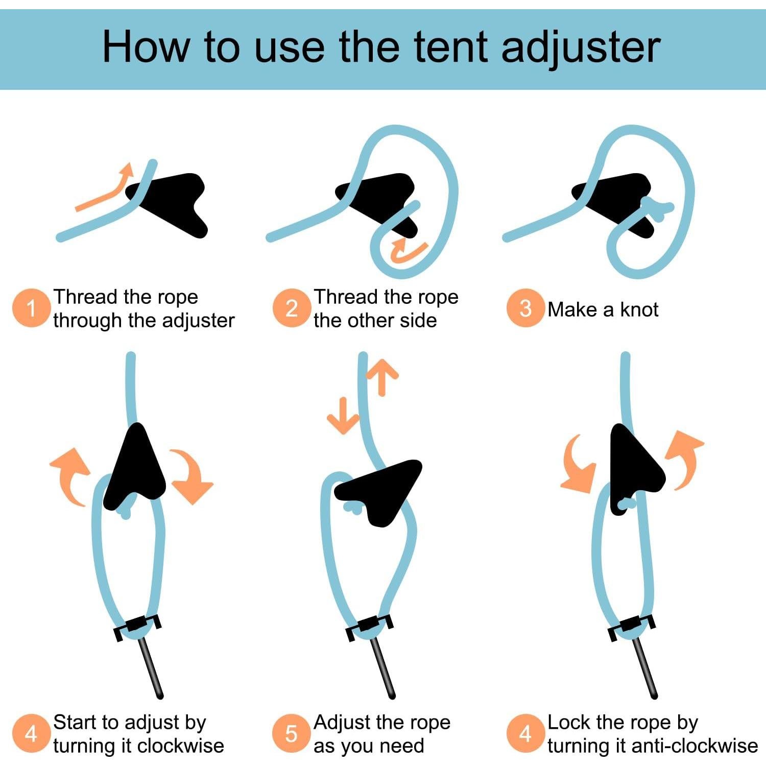 12 Tensores de Cuerda Ultraligeros CooBigo para Camping 3-5mm