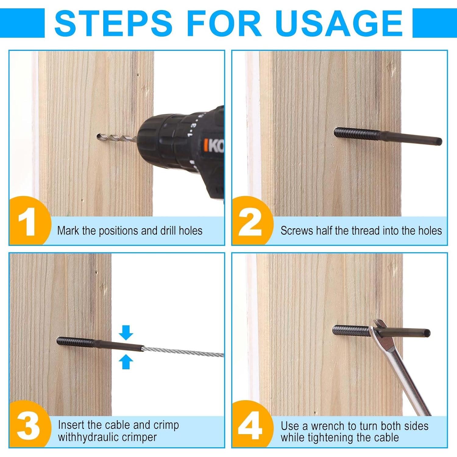 Kit de Tornillos de Swage de Acero Inoxidable Tandefio 60 Pzas