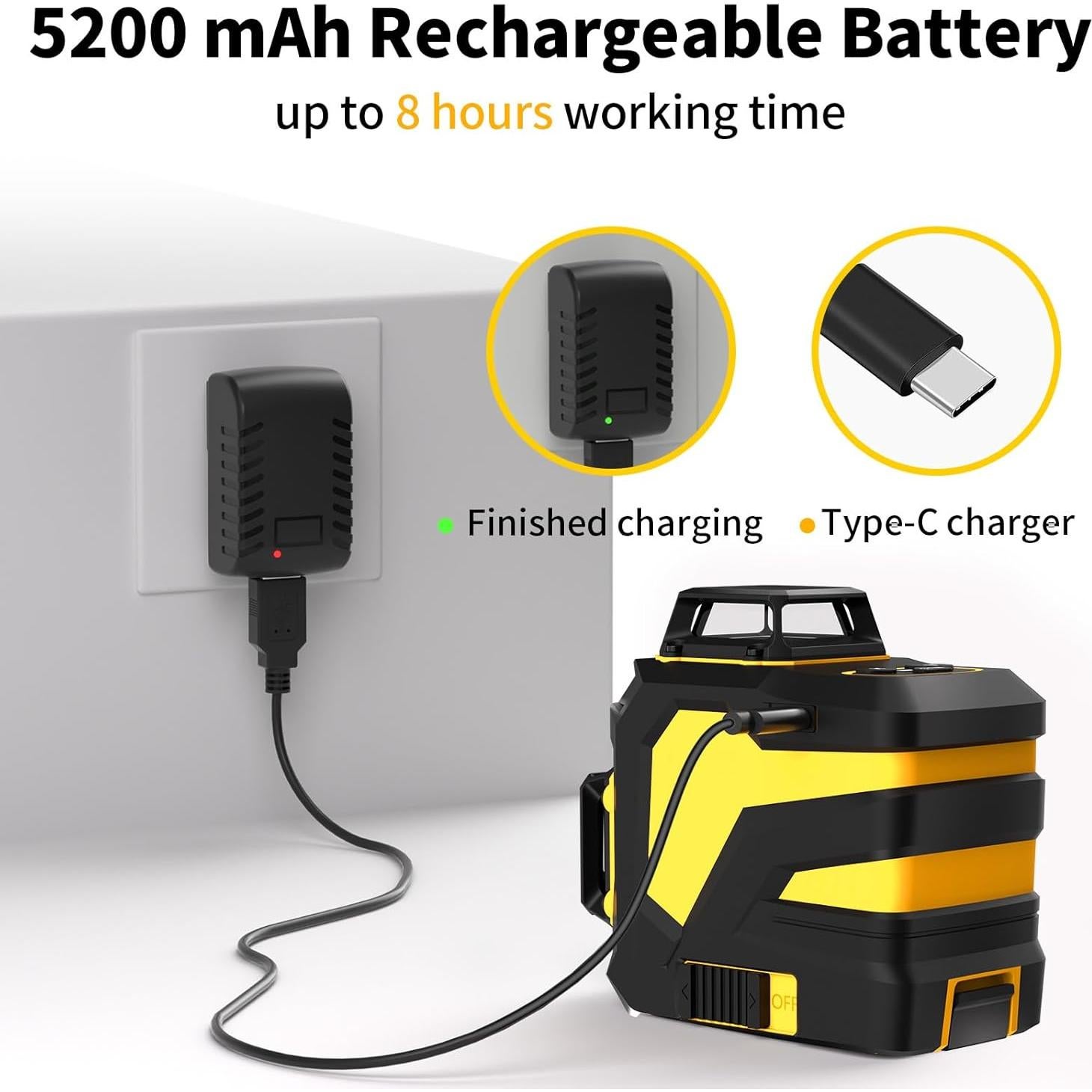 Nivel Láser IKOVWUK 3x360° Autonivelante Verde 5200mAh