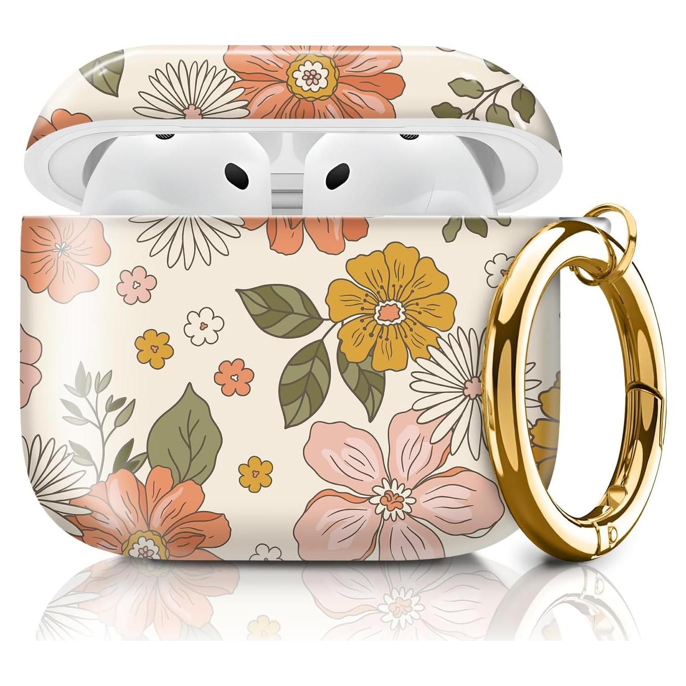 Funda AEKVPL para AirPods 4ta Gen 2024, Antigolpes Floral