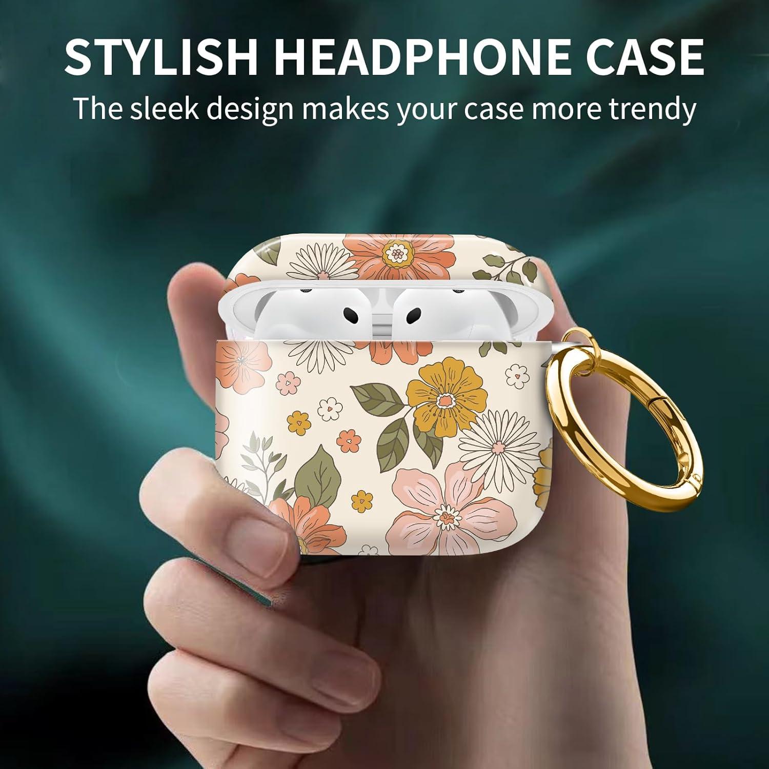 Funda AEKVPL para AirPods 4ta Gen 2024, Antigolpes Floral