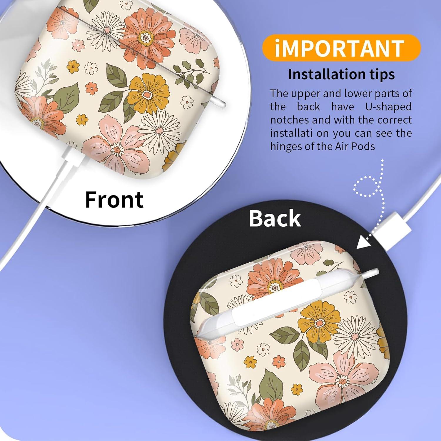 Funda AEKVPL para AirPods 4ta Gen 2024, Antigolpes Floral