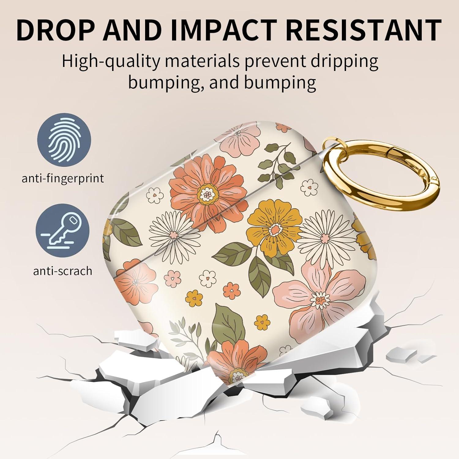Funda AEKVPL para AirPods 4ta Gen 2024, Antigolpes Floral