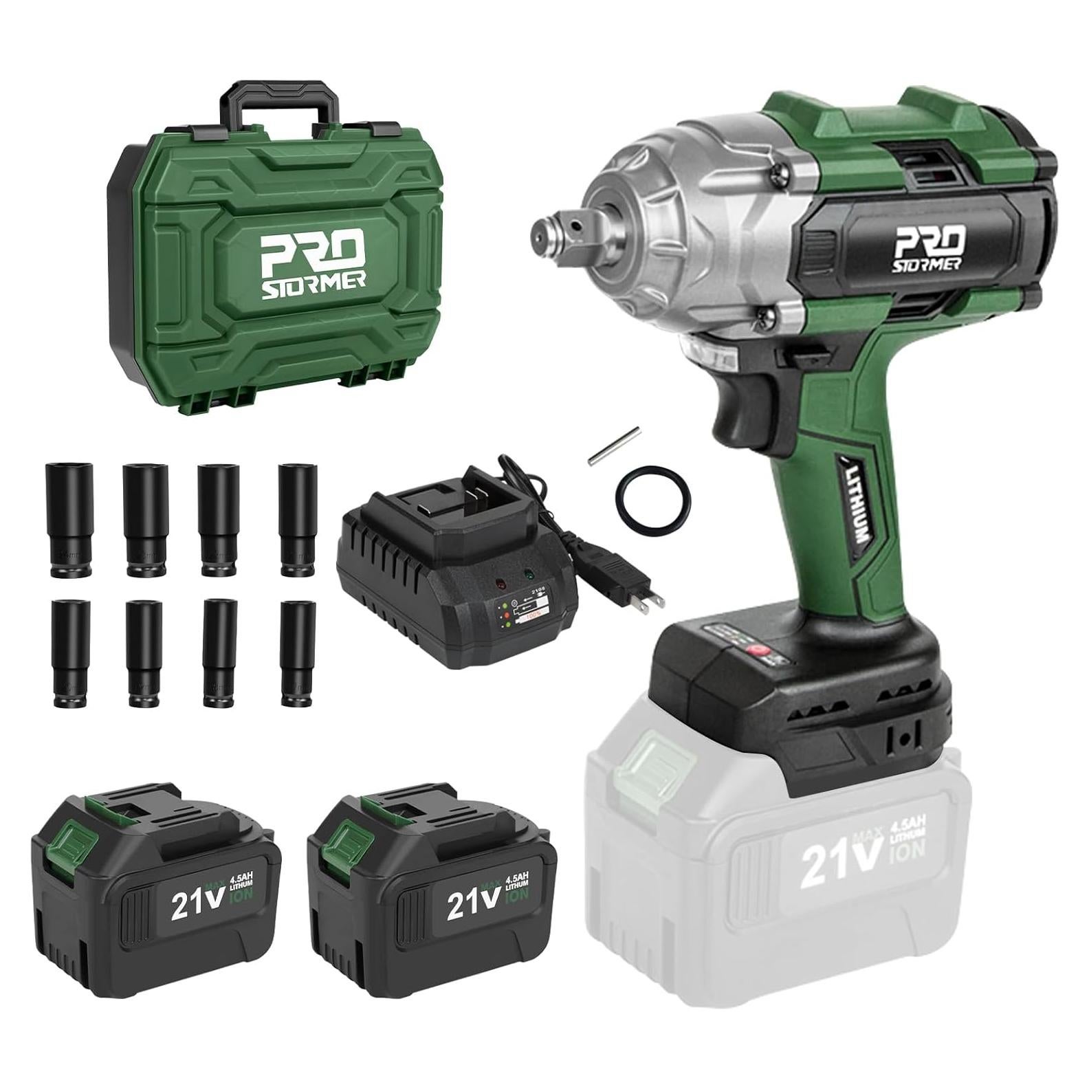 Llave de Impacto Inalámbrica Prostormer 21V 800Nm 2 Baterías