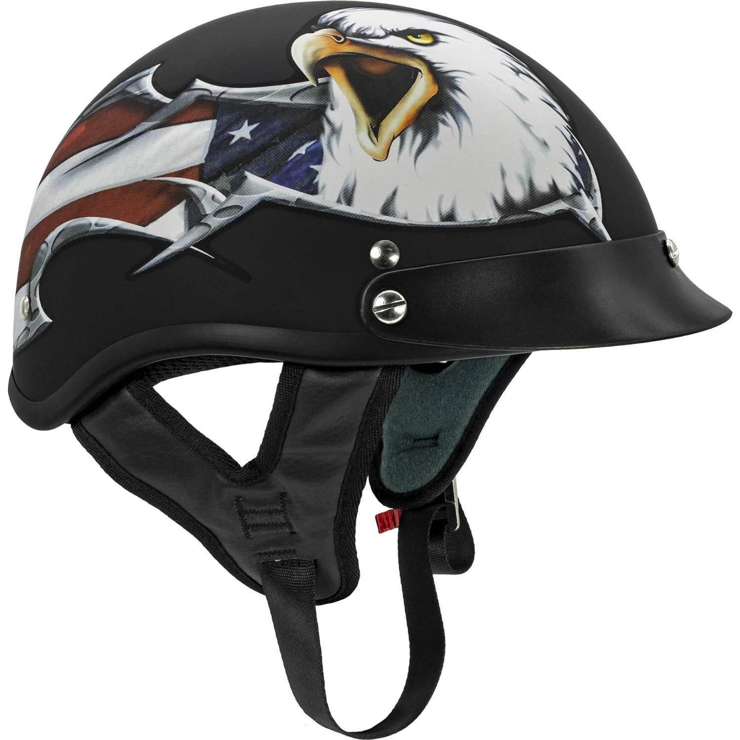 Casco de Motocicleta VCAN Cruiser Águila Patriótica Negro