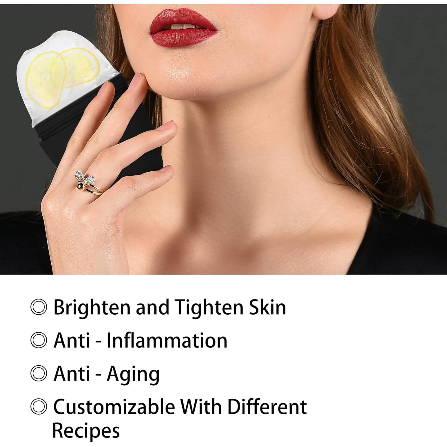 Rodillo de Hielo de Silicona Evmliy para Masaje Facial Negro