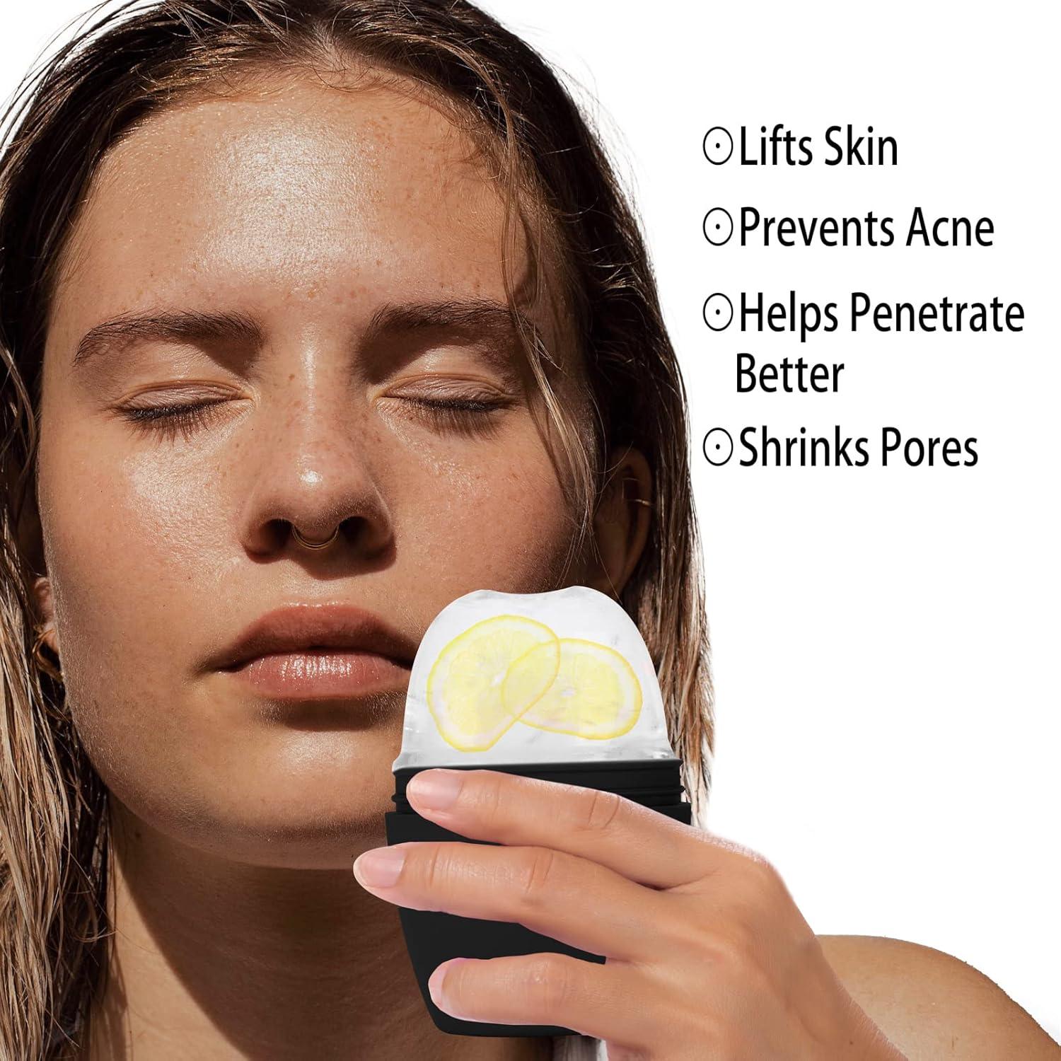 Rodillo de Hielo de Silicona Evmliy para Masaje Facial Negro