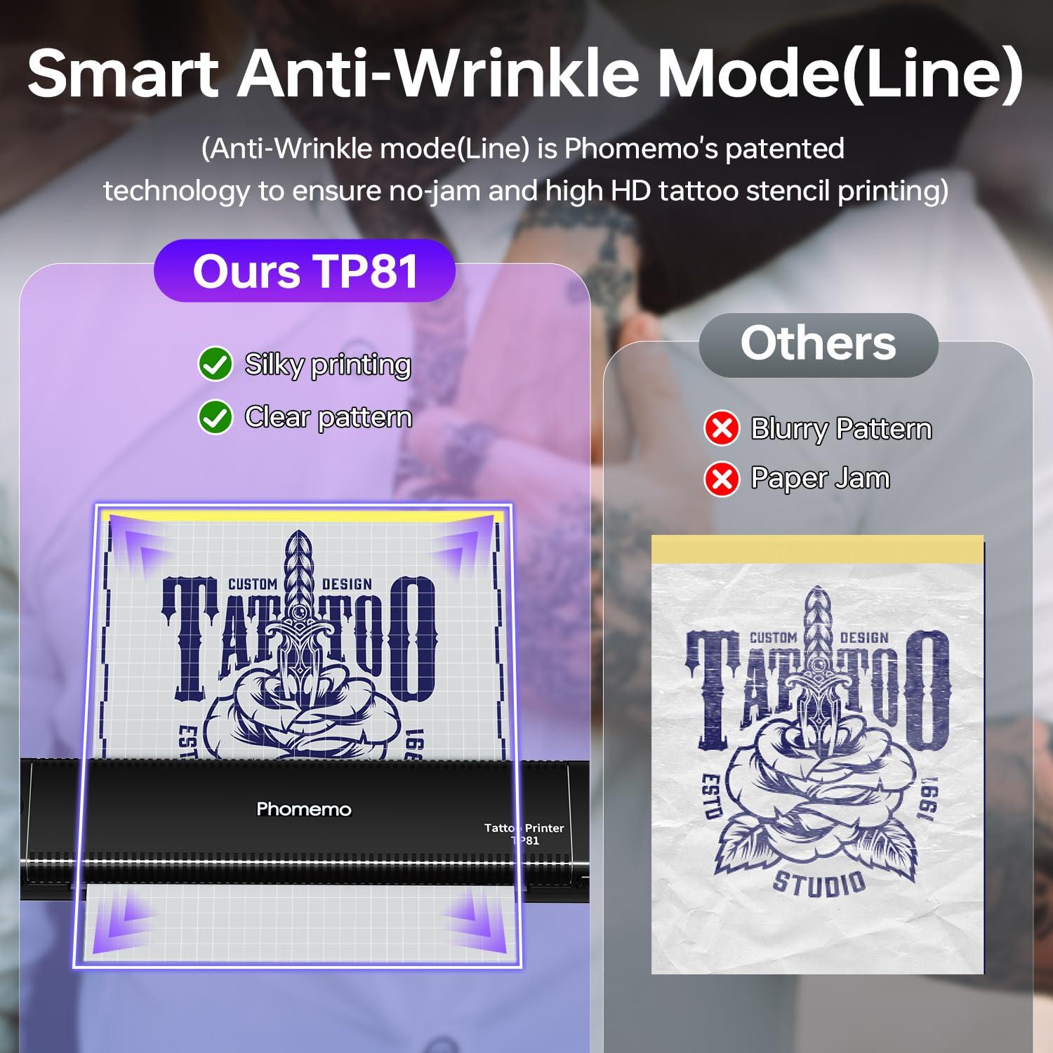 Impresora de Tatuajes Phomemo TP81 con 20 Papeles y Gel