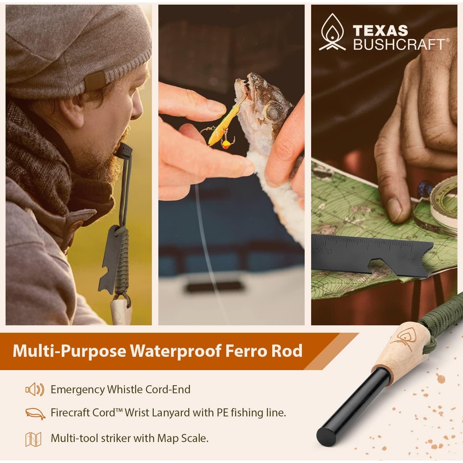 Encendedor de Fuego Texas Bushcraft - Acero Impermeable con Raspador