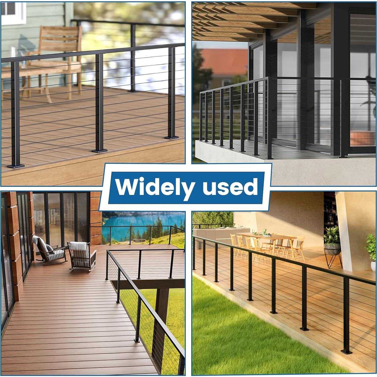 Kit Completo de Barandilla de Cable Muzata 36" Negra Ajustable