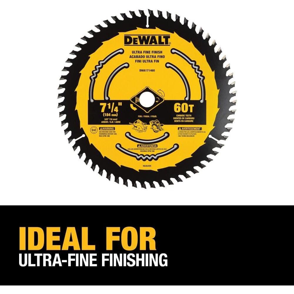 DEWALT Circular Saw Blade, 7 1/4 Inch, 60 Tooth, Wood Cutting (DWA171460)