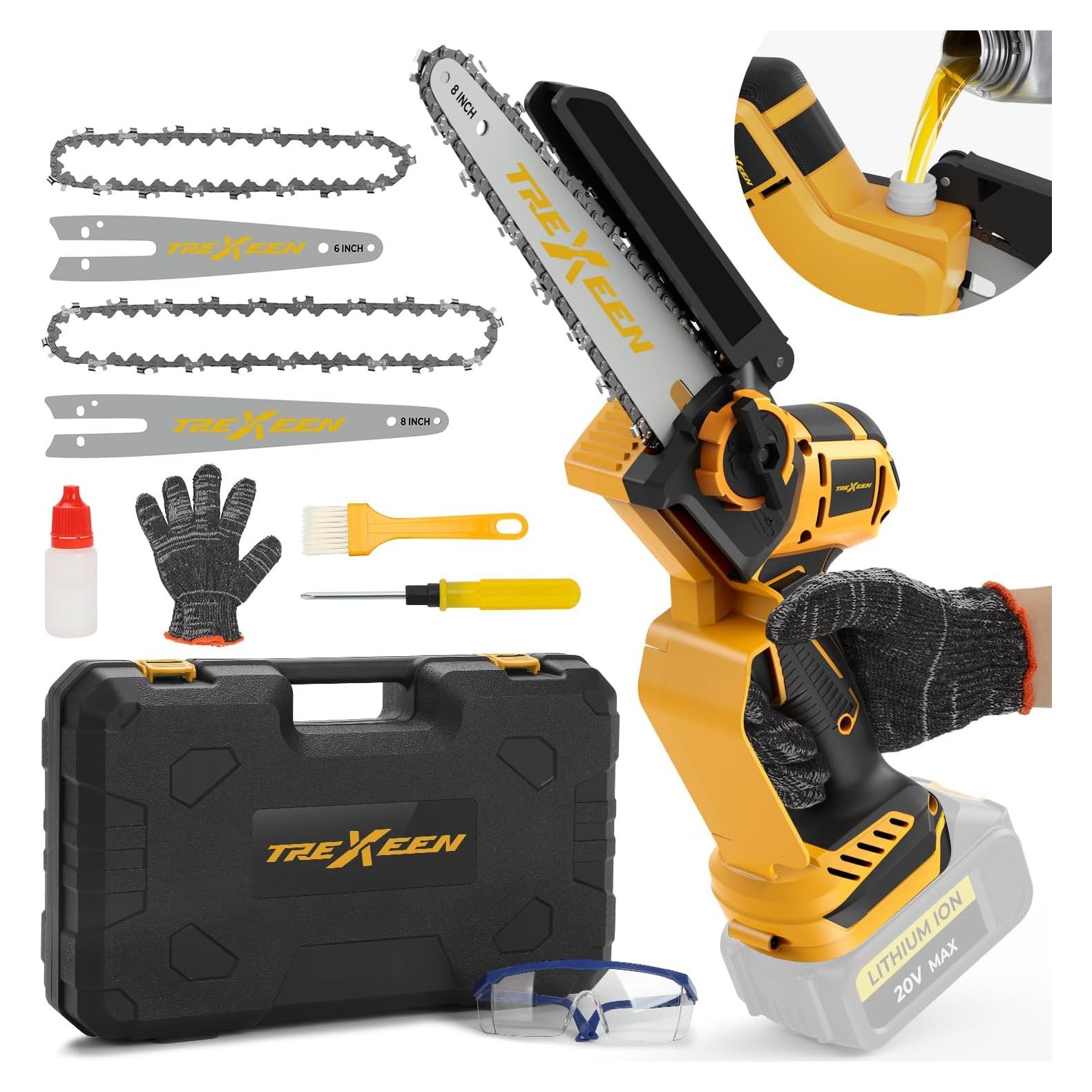 Mini Motosierra Inalámbrica TREXEEN 20V 2-en-1 8" y 6"