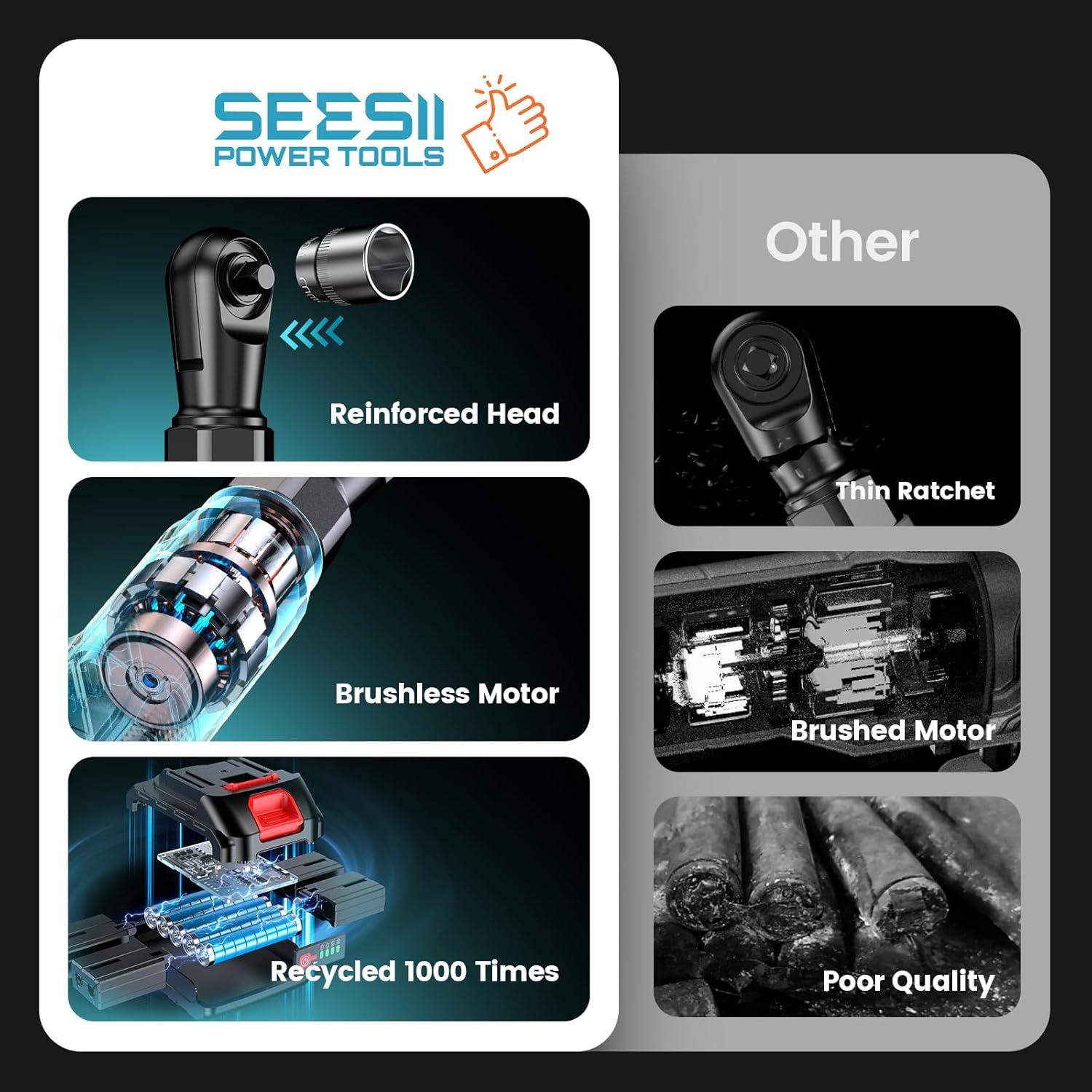 Llave de Carraca Eléctrica Inalámbrica Seesii RT600B 21V 90Nm