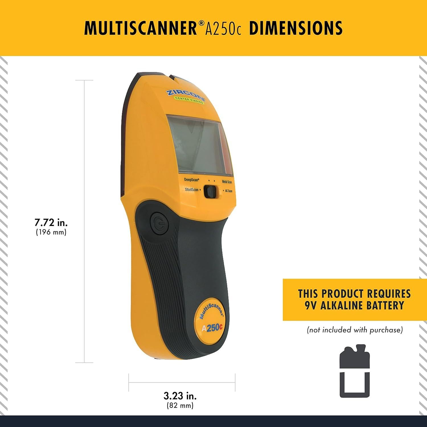 Buscador de Vigas Zircon MultiScanner A250c - Detector de Metales y Cables AC
