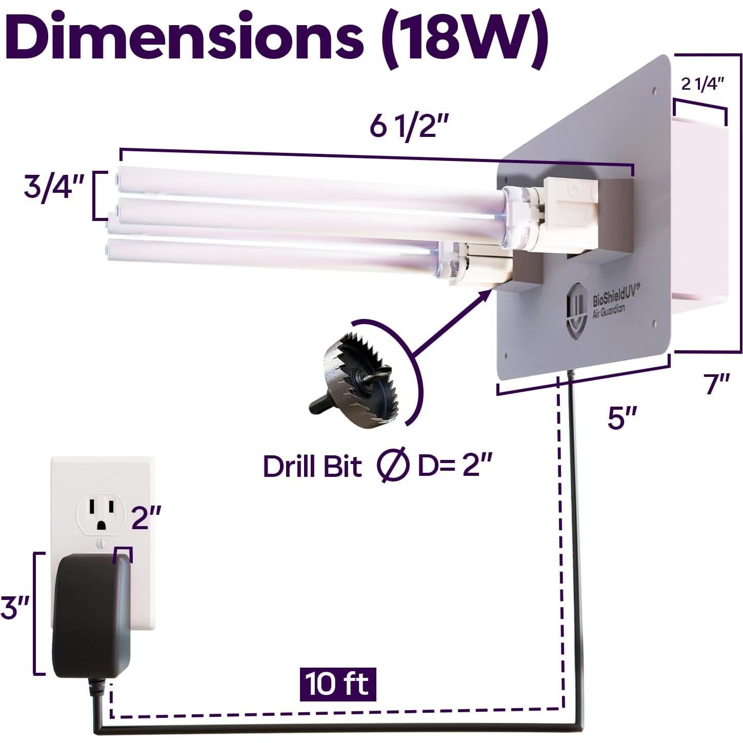 Lámpara Purificadora de Aire UV BioShieldUV 18W para HVAC