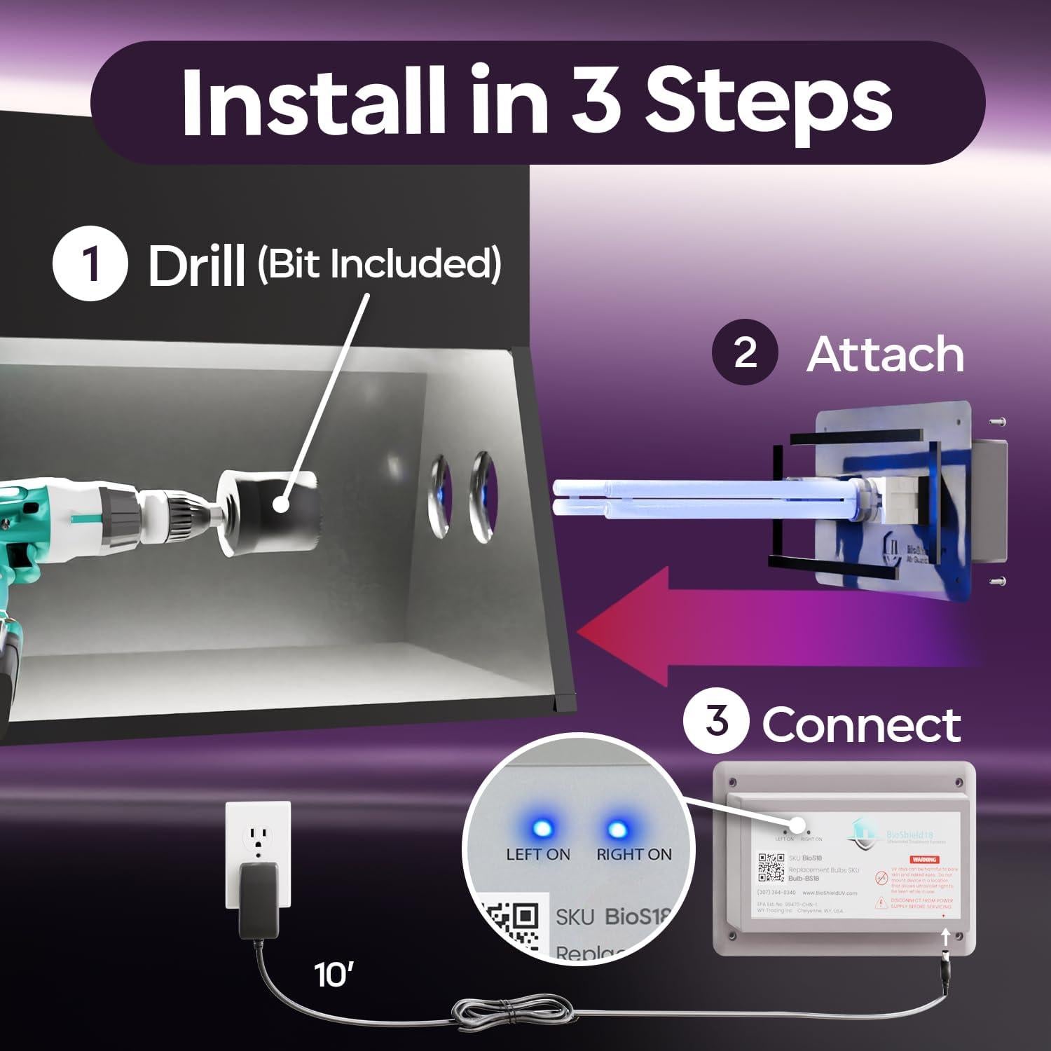 Lámpara Purificadora de Aire UV BioShieldUV 18W para HVAC