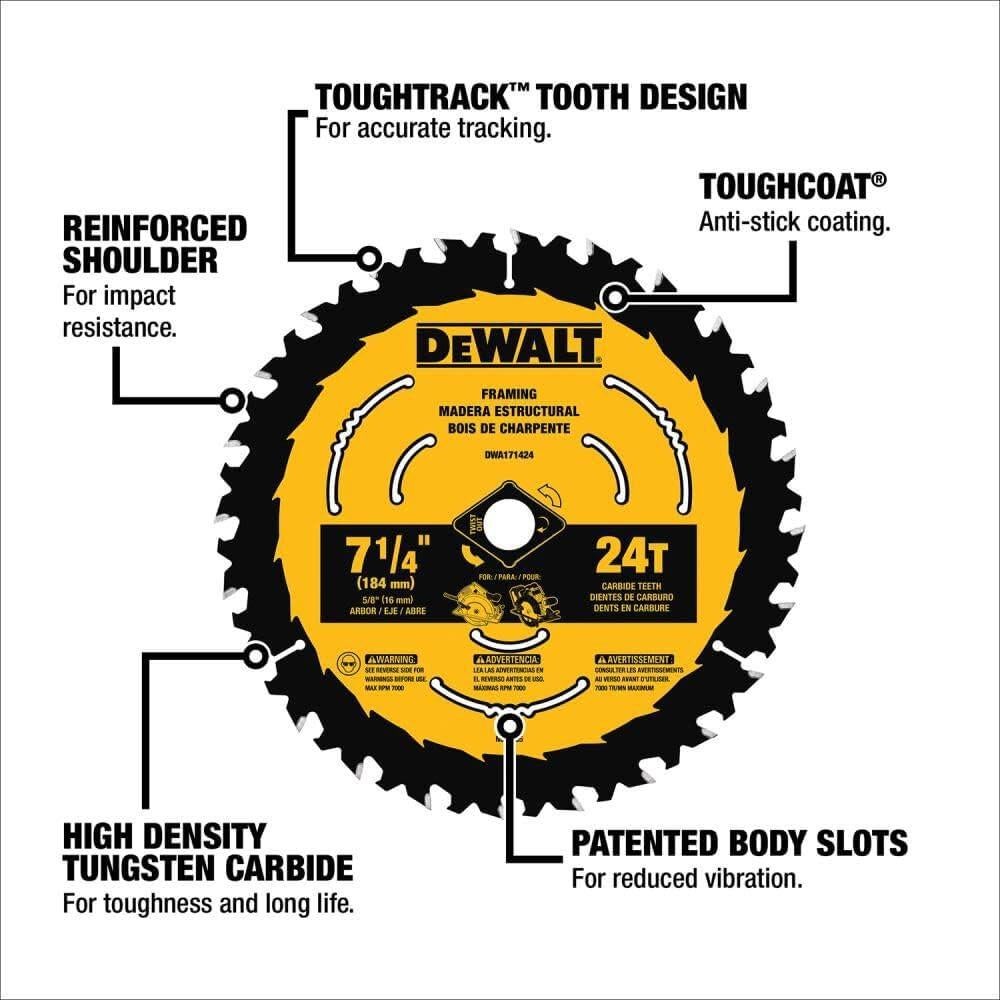 Sierra Circular DEWALT 7 1/4" 24 Dientes Paquete de 3