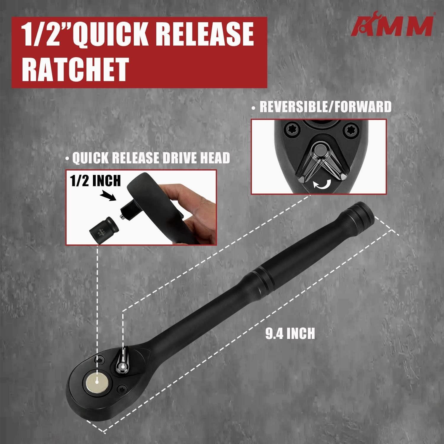 Juego de Enchufes de Impacto AMM 1/2" 24 Piezas Cr-V