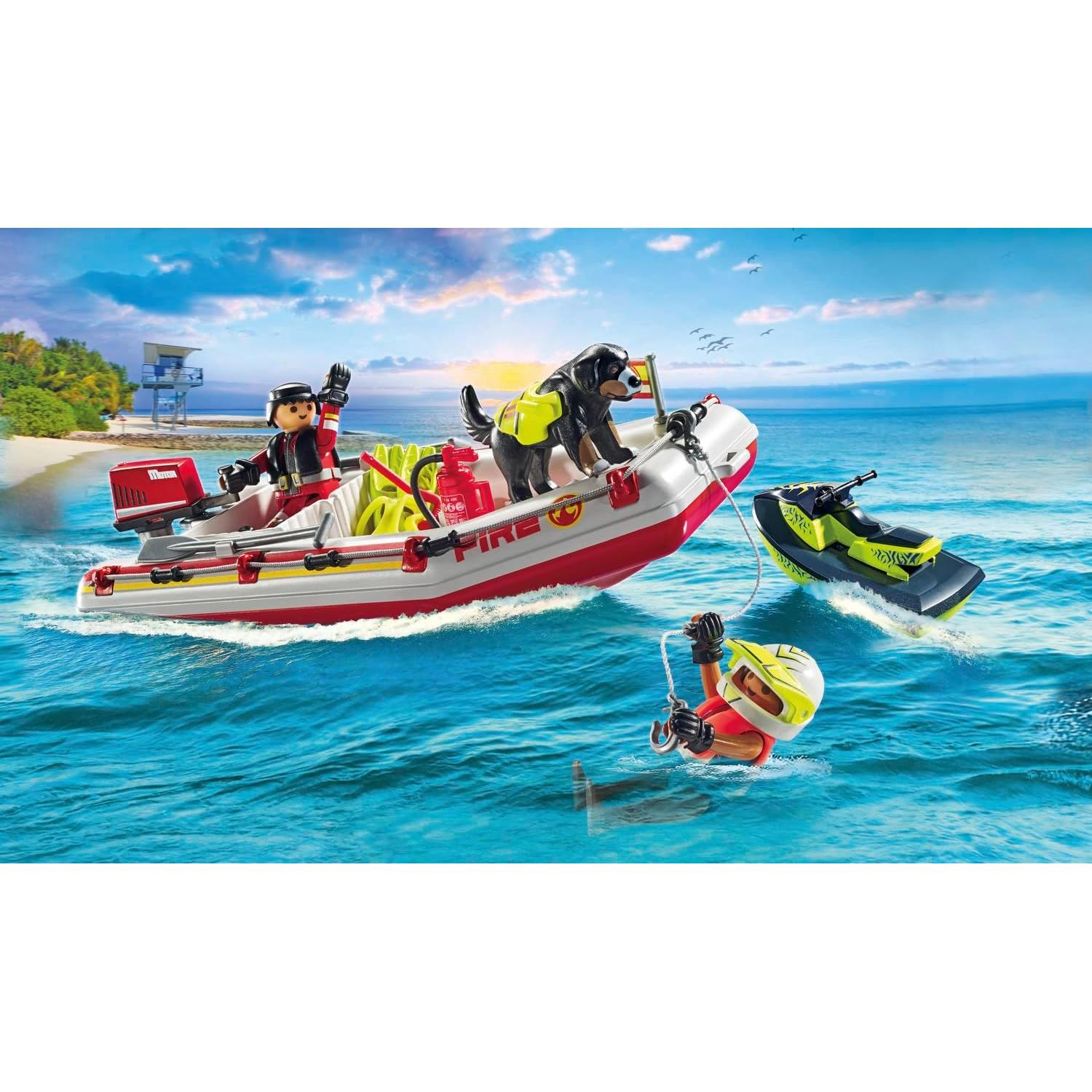 Barco de Bomberos Playmobil 71464 con Scooter Acuático
