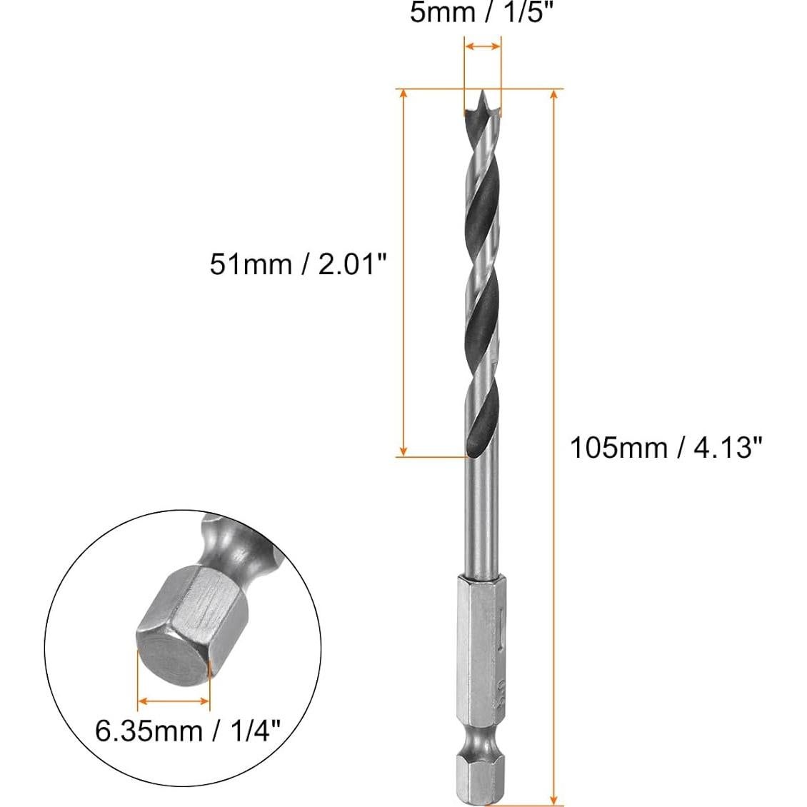 Brocas de Punta Brad 5mm HARFINGTON 2pcs Acero para Madera