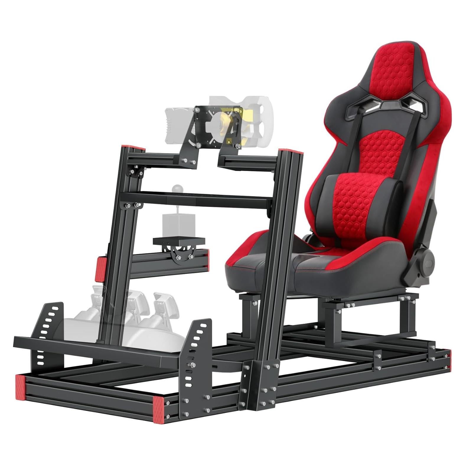 Racing Simulator Cockpit Stand with Elite Series Racing Seats for Logitech/Thrustmaster/Fanatec G29 G920 G923 T80 T300,djustable Steering Wheel Stand,Not Included Wheel,Pedals & Shifter