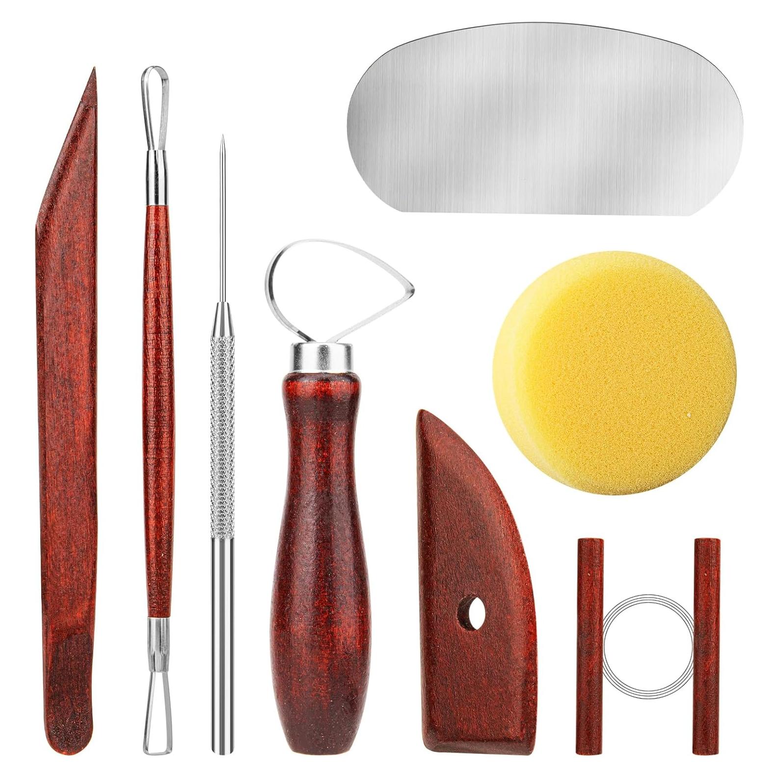 Juego de 8 herramientas de escultura de cerámica UUSYCUN - Madera manchada