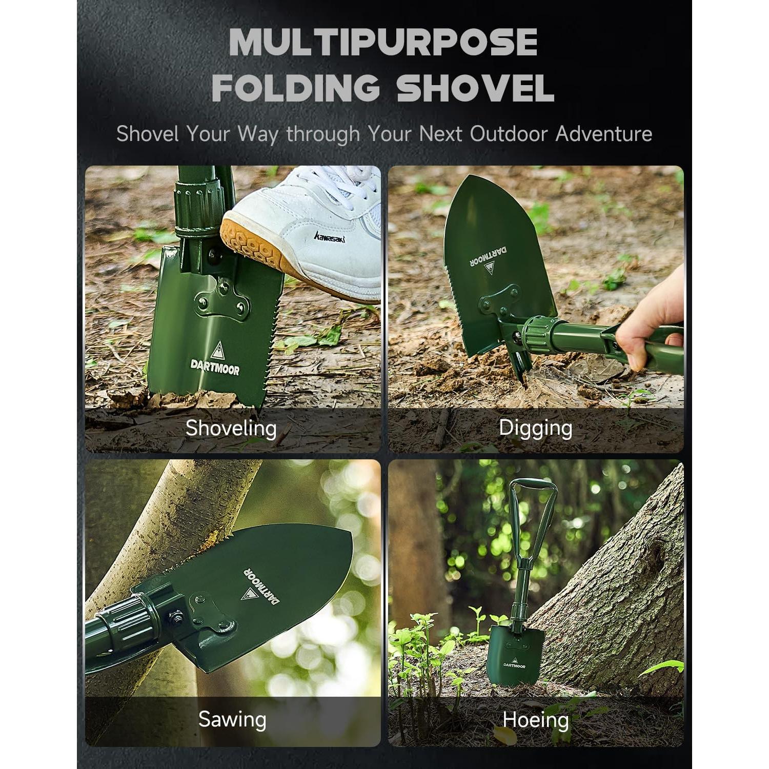 Pala Plegable Dartmoor 46 cm de Acero al Carbono Verde