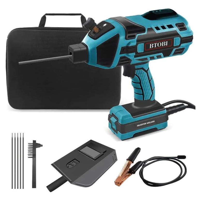 Welding Machine Handheld, Portable ARC Welder Hand Held Welder Gun, for 3/32"-1/8" Stick Welder,BTOBI 110V, IGBT Inverter with Welding Tool Set and Toolbox