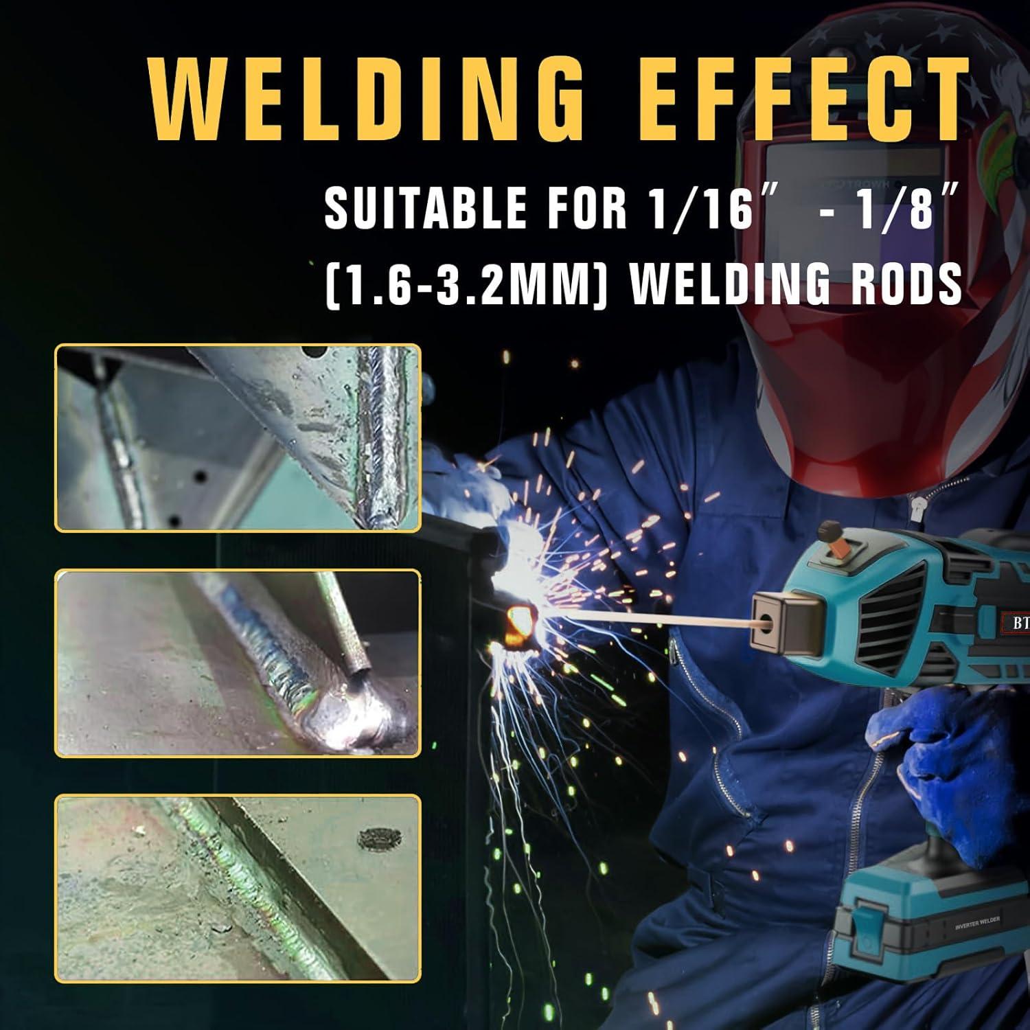 Welding Machine Handheld, Portable ARC Welder Hand Held Welder Gun, for 3/32"-1/8" Stick Welder,BTOBI 110V, IGBT Inverter with Welding Tool Set and Toolbox