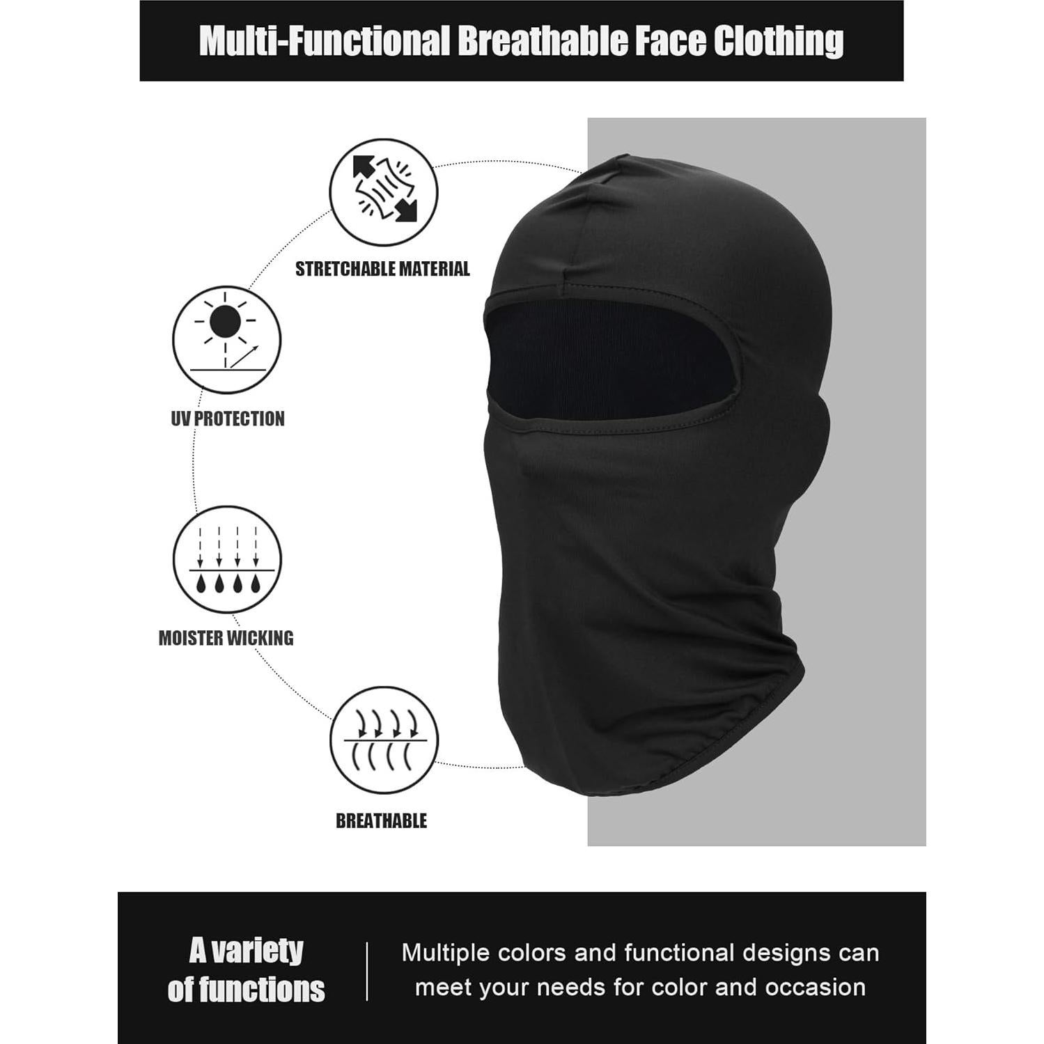 9 Pzs Máscaras de Esquí UV Balaclava para Hombres - Protección